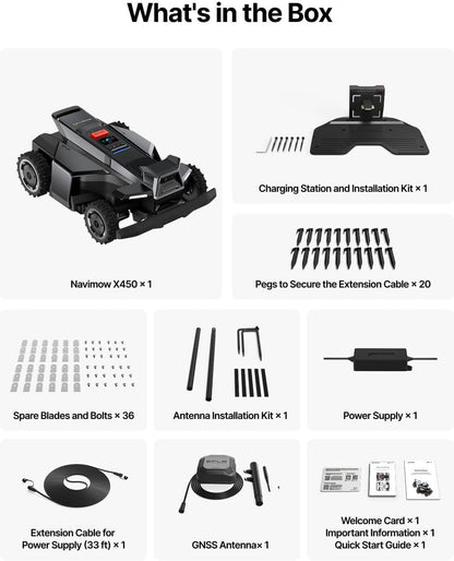 Segway Navimow X450 Wire-Free Robot Lawn Mower, 4WD for 84% Slopes, 1.5 Acres