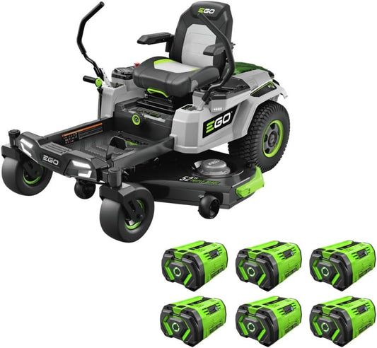 EGO Power+ Electric Zero Turn Riding Mower, 52" Deck, 6 Batteries & Charger - ZT5207L