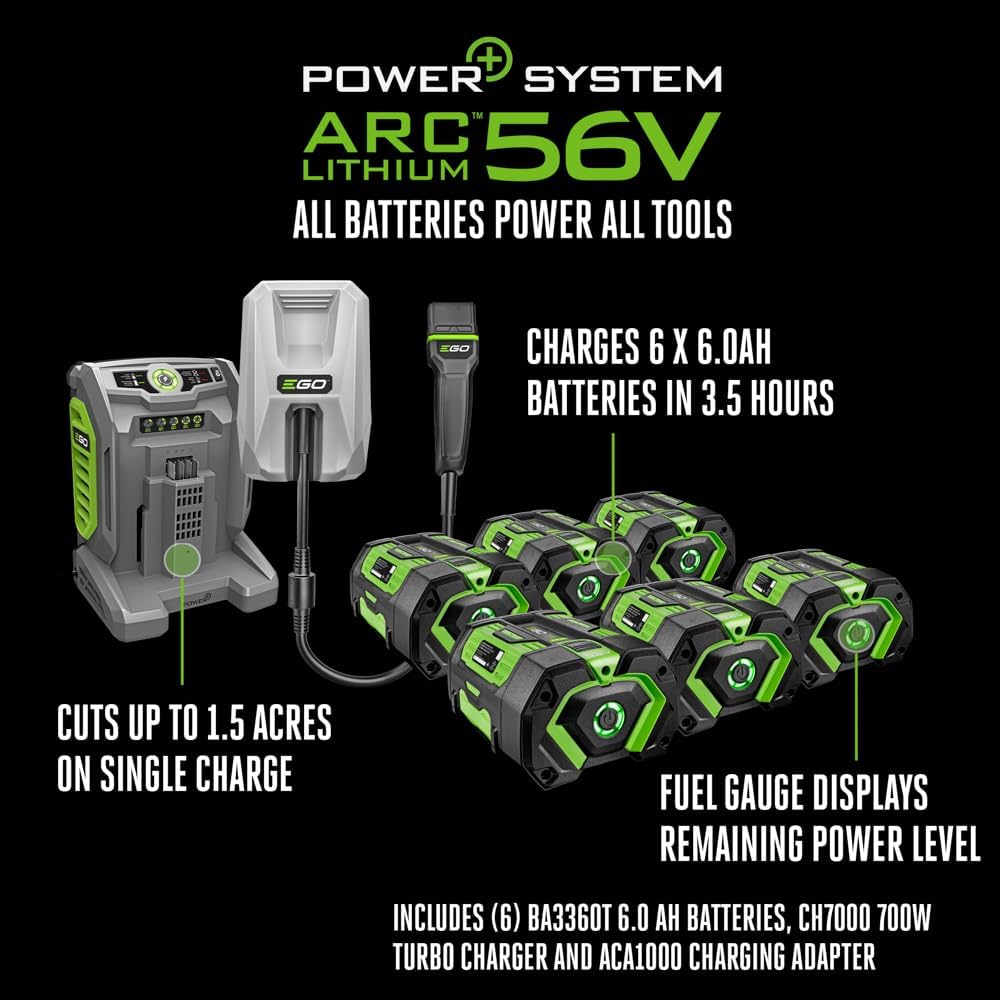 EGO Power+ Electric Riding Tractor Mower, 42" Deck, 6 Batteries & Charger - TR4204