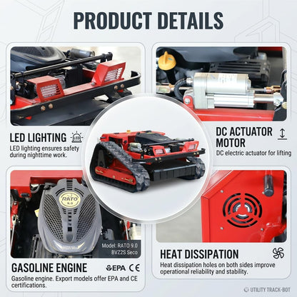 Infront Remote Control Lawn Mower, 20" Width, Track Design for Steep Slopes