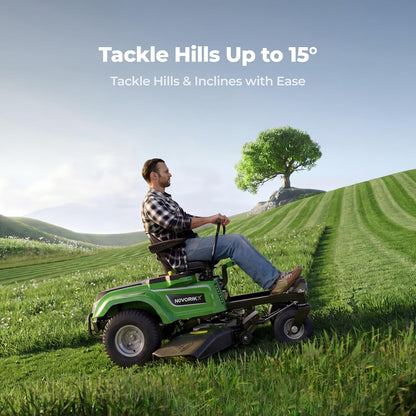 NovorikX 54V 42'' Cordless Electric Zero Turn Riding Mower with 4 Batteries