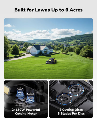 YARBO Robot Lawn Mower, Wire-Free AI Vision & RTK Navigation, Up to 6 Acres