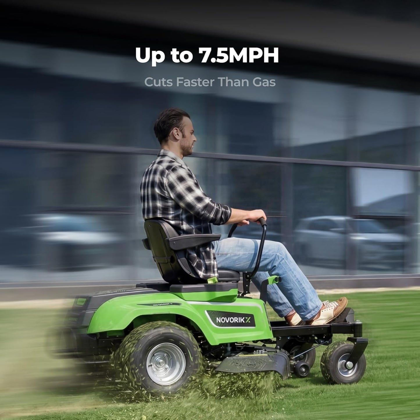 NovorikX 54V 42'' Cordless Electric Zero Turn Riding Mower with 4 Batteries