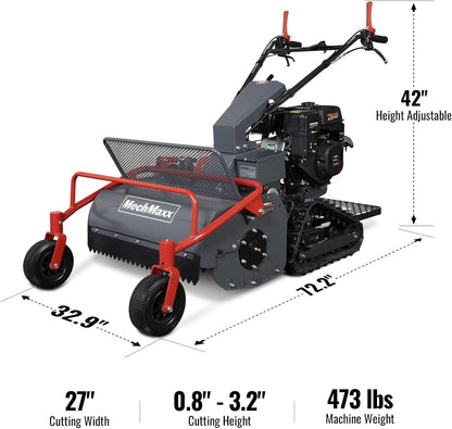 MechMaxx 27" Walk Behind Flail Mower, 10HP 302cc, Tracked, SFM27T