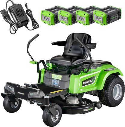 NovorikX 54V 42'' Cordless Electric Zero Turn Riding Mower with 4 Batteries
