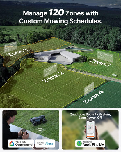 Segway Navimow X450 Wire-Free Robot Lawn Mower, 4WD for 84% Slopes, 1.5 Acres