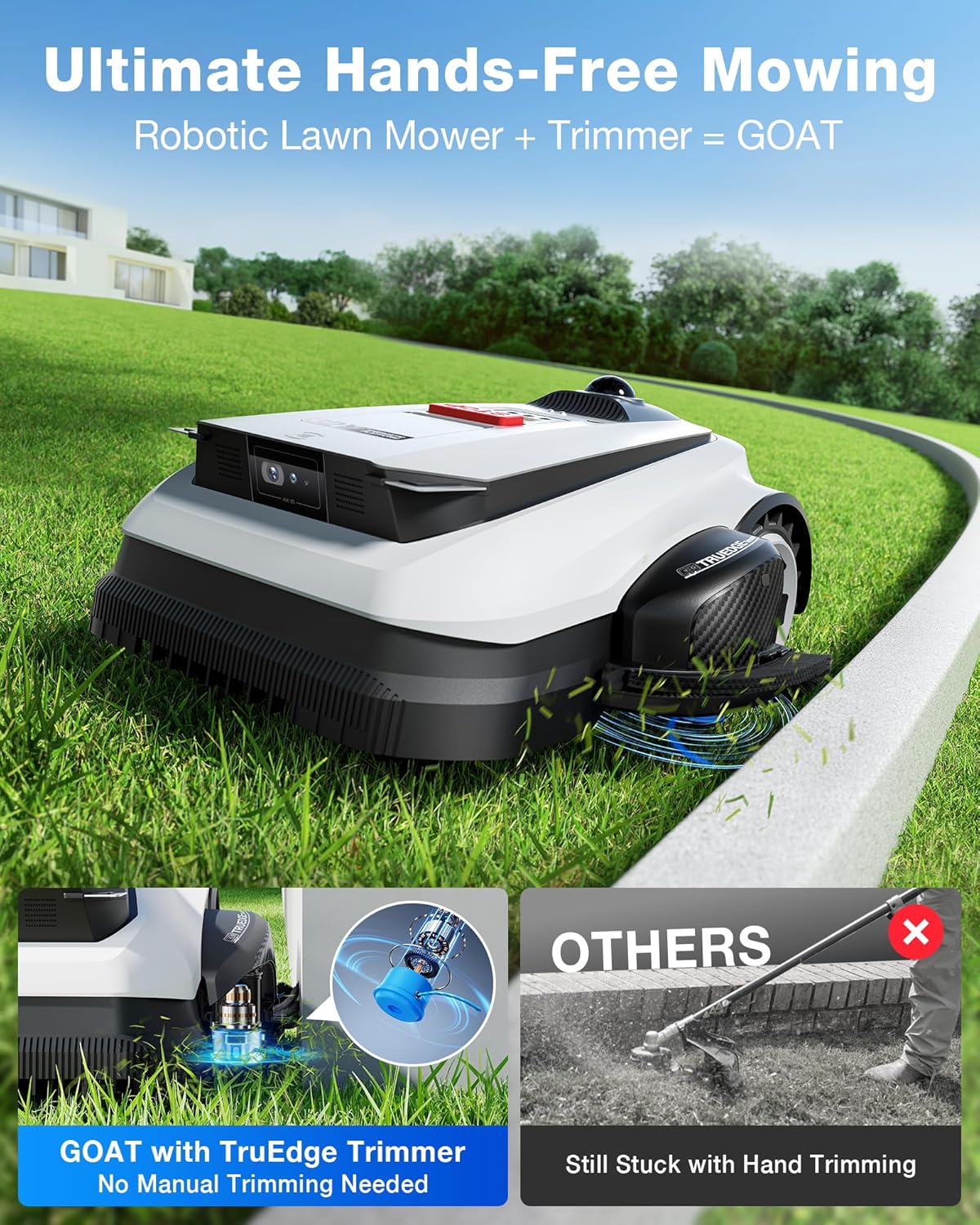 ECOVACS Goat A2000 LiDAR PRO Robotic Lawn Mower, Dual-LiDAR Navigation, 1/2 Acre