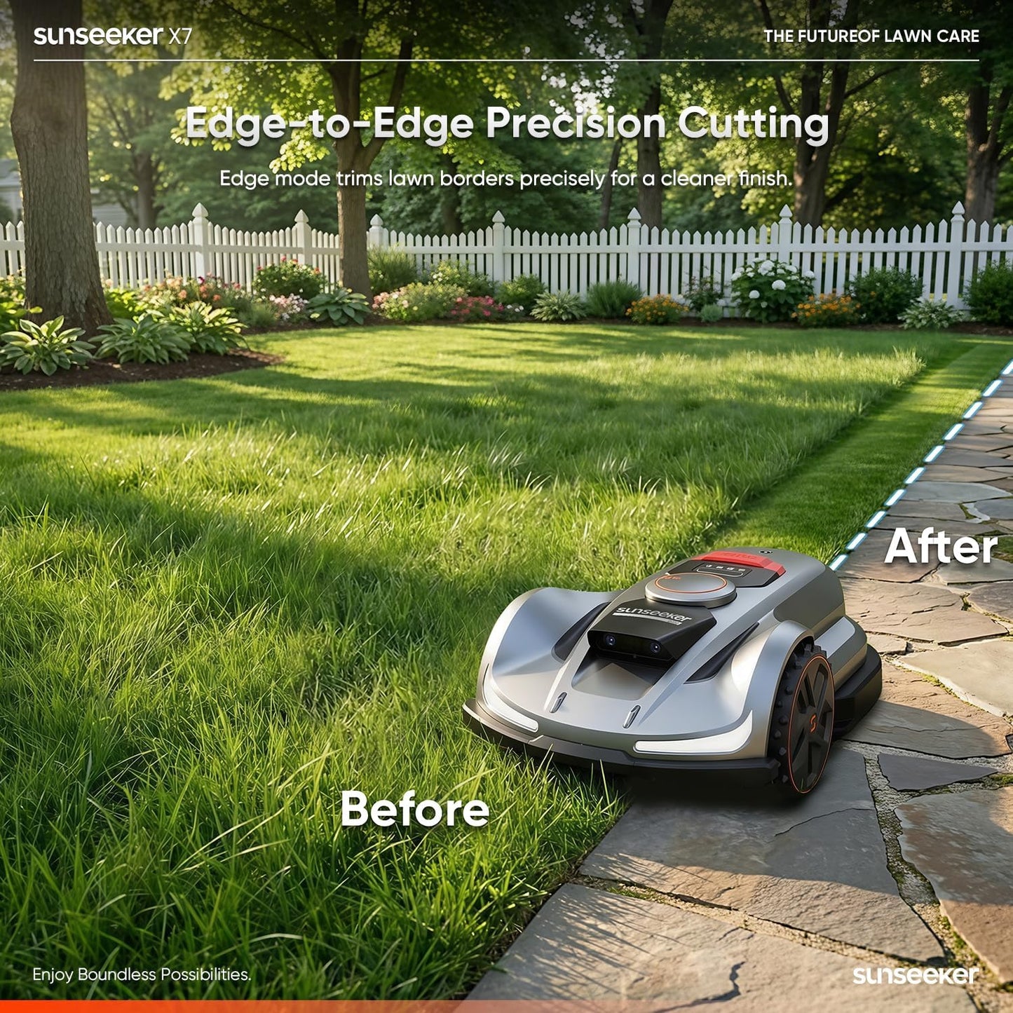 Sunseeker X7 Wireless Robot Lawn Mower with RTK & Vision AI, 0.75 Acre