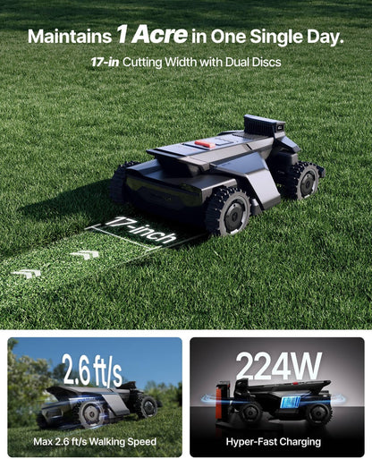 Segway Navimow X450 Wire-Free Robot Lawn Mower, 4WD for 84% Slopes, 1.5 Acres