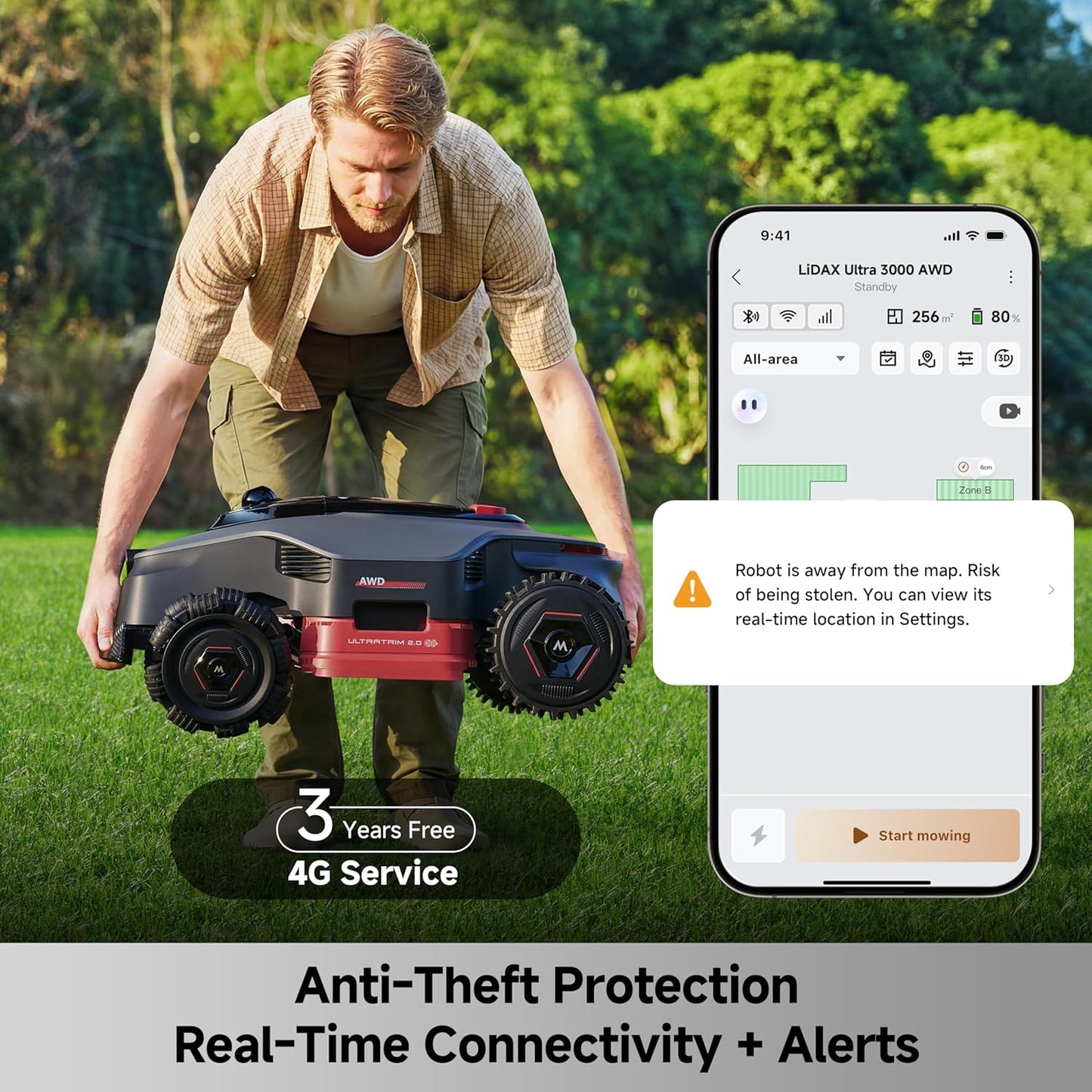 MOVA LiDAX Ultra 3000 AWD Robot Lawn Mower, 3D LiDAR & AI Dual Vision, 0.75 Acre
