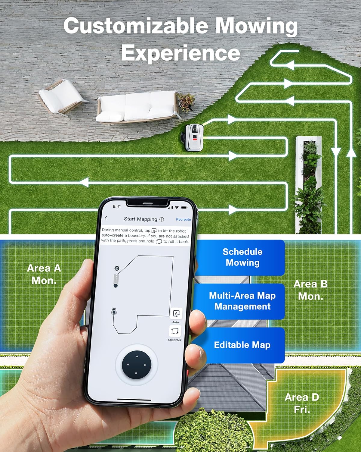 ECOVACS Goat A2000 LiDAR PRO Robotic Lawn Mower, Dual-LiDAR Navigation, 1/2 Acre