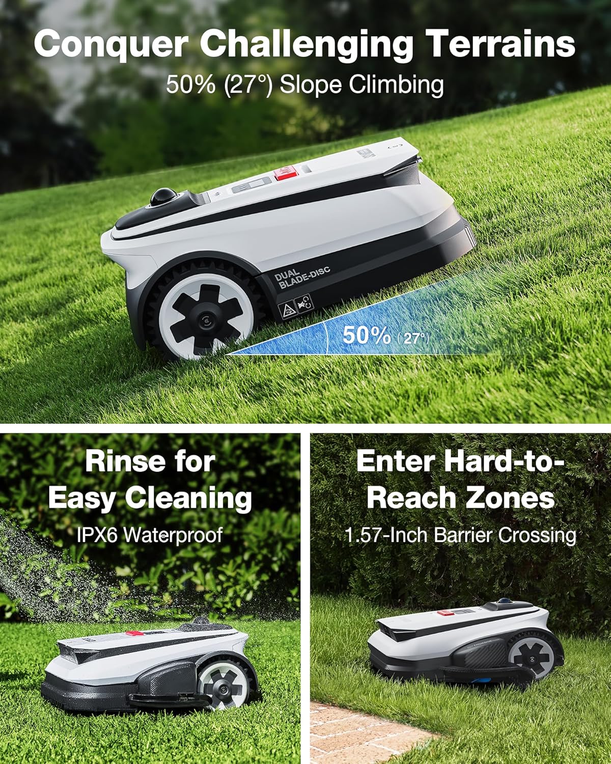ECOVACS Goat A2000 LiDAR PRO Robotic Lawn Mower, Dual-LiDAR Navigation, 1/2 Acre