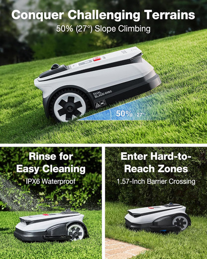 ECOVACS Goat A2000 LiDAR PRO Robotic Lawn Mower, Dual-LiDAR Navigation, 1/2 Acre